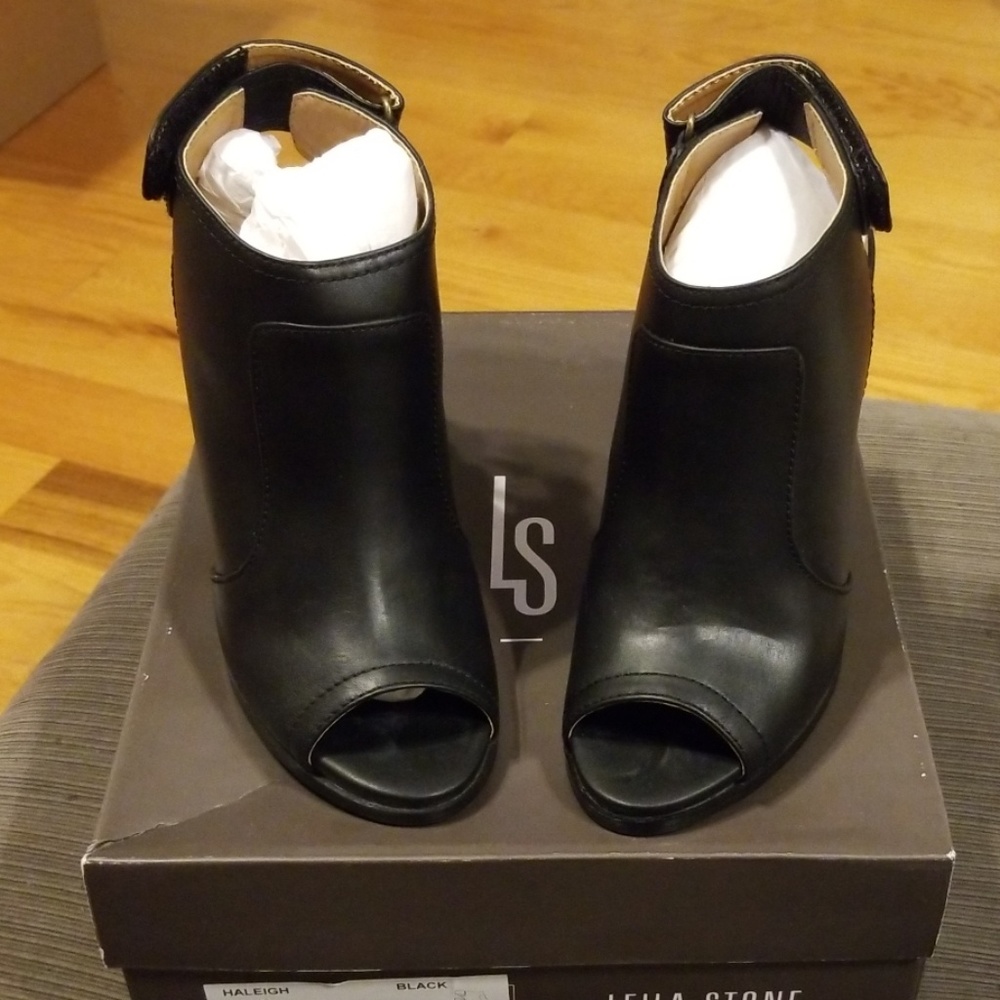 Black open toe heels